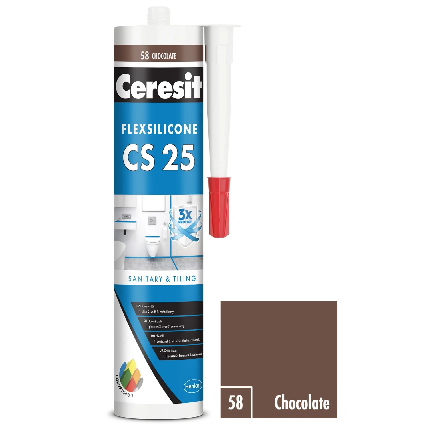 E-shop CERESIT CS 25 Sanitárny silikón 58 Chocolate 280 ml