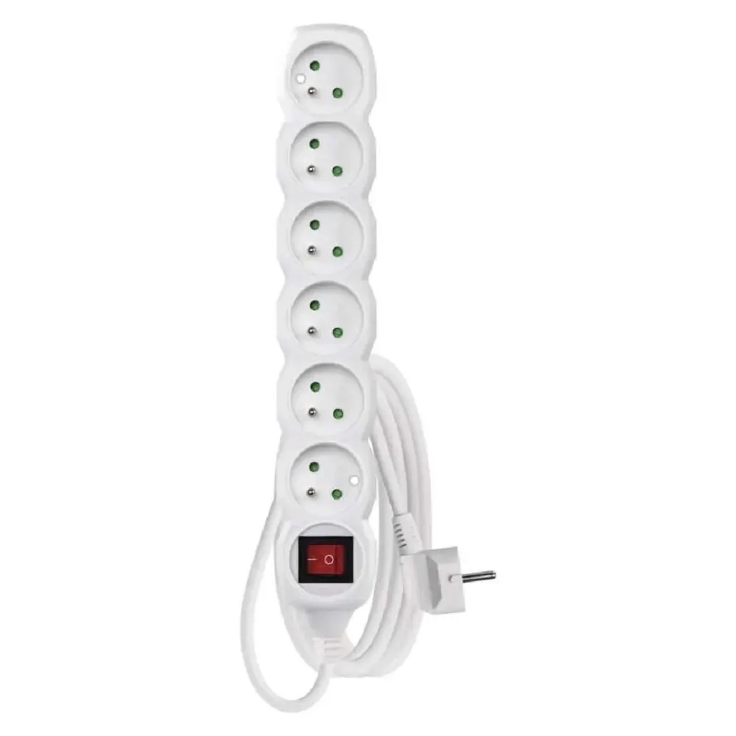 E-shop EMOS Predlžovací kábel s vypínačom biely, 6 zásuviek, max. 10 A/2300 W, 3 m