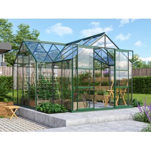Skleník Vitavia Sirius smaragd 13 m² so základom, osadený. Ideálne pre záhradu.
