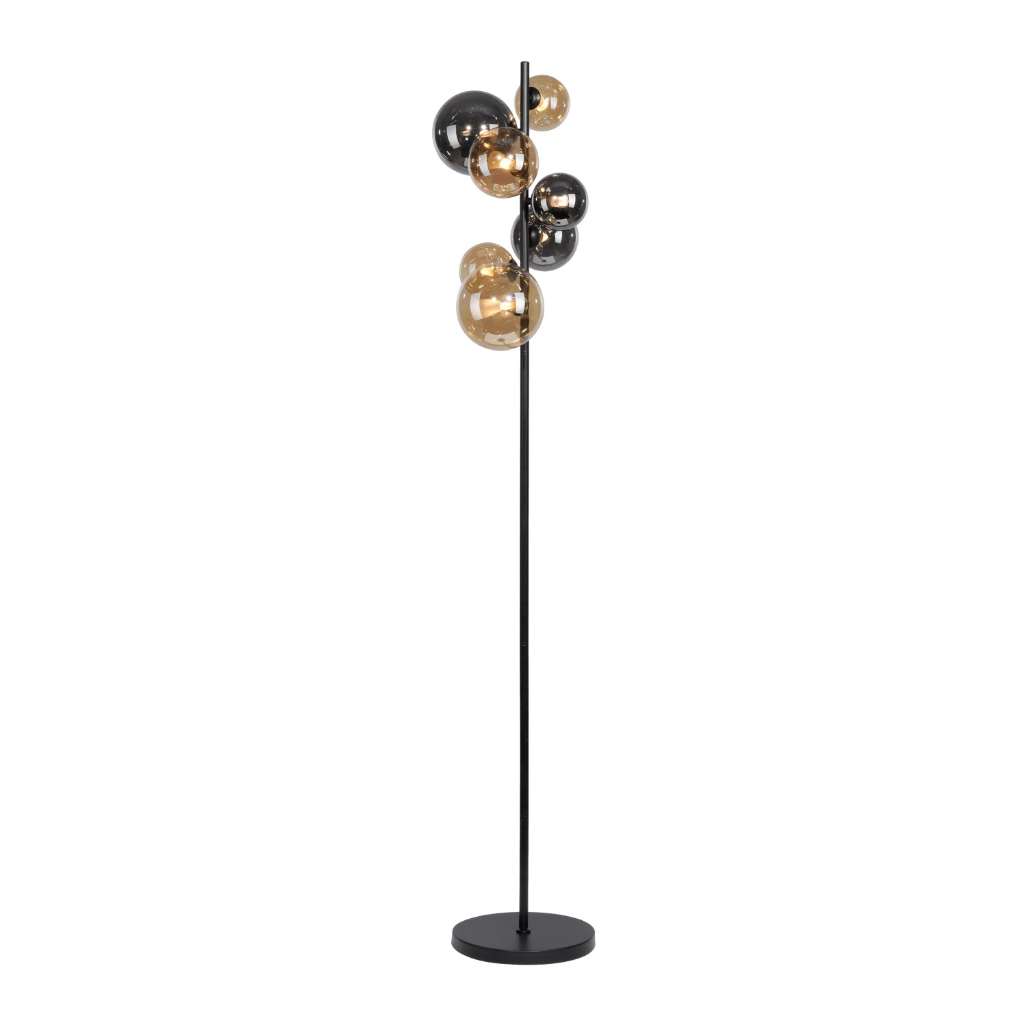 E-shop Paul Neuhaus Stojaca lampa Popsicle 7-bodová, čierna, pr. 35 x 155 cm