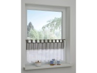 Sehlbach Vitrážová záclona s pútkami, s čipkou, striebornosivá 135 x 45 cm