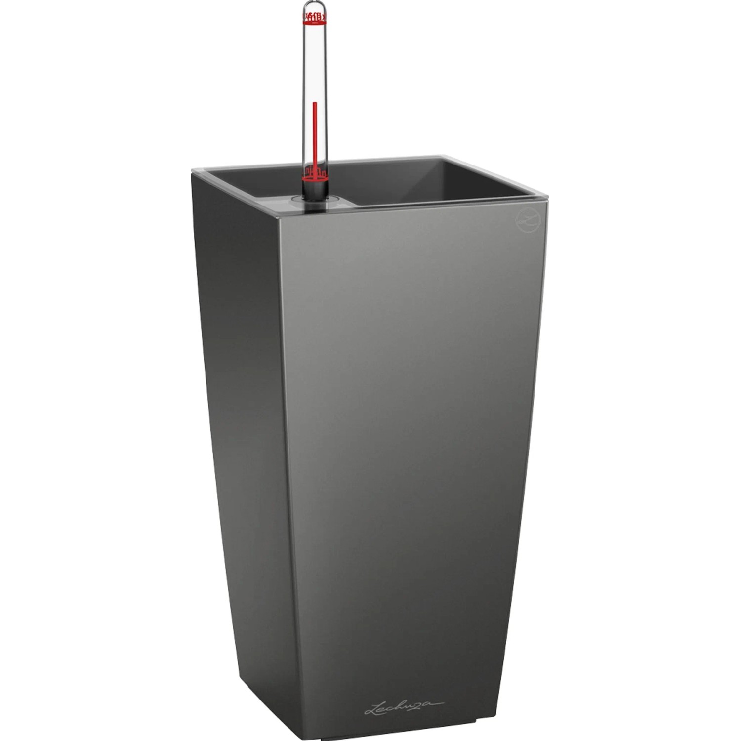 E-shop Lechuza Samozavlažovací kvetináč MAXI CUBI antracitová, 14 x 14 x 26 cm