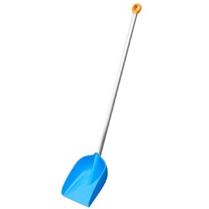 Modrá detská lopata so striebornou rukoväťou a oranžovou rukoväťou. Ideálne pre malých záhradníkov.