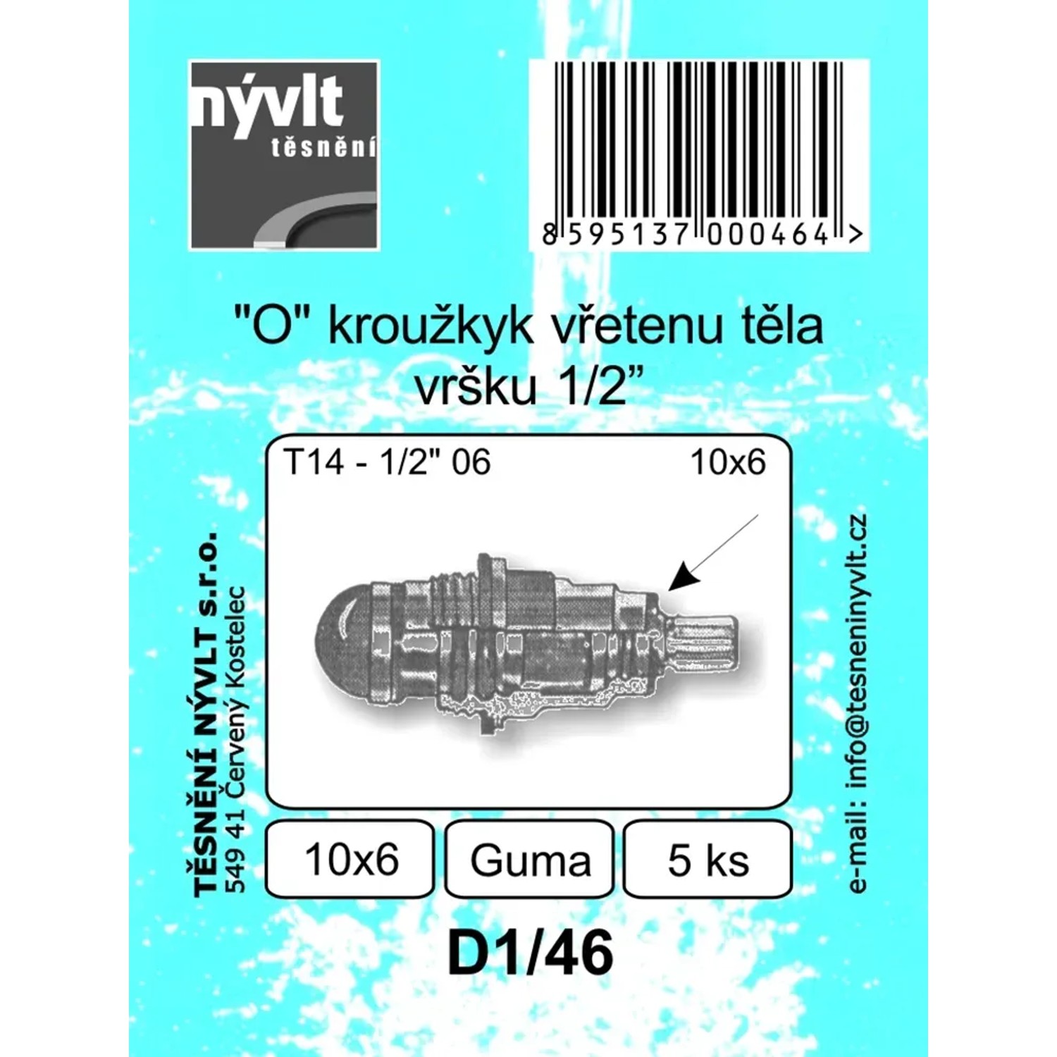 E-shop Tesniace O krúžky 6 x 10 k vretenu tela vŕšku 1/2, 5 ks