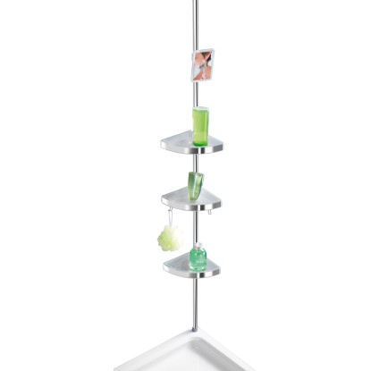 Wenko Teleskopický regál do rohu sprchovacieho kúta Premium 3 police strieborný