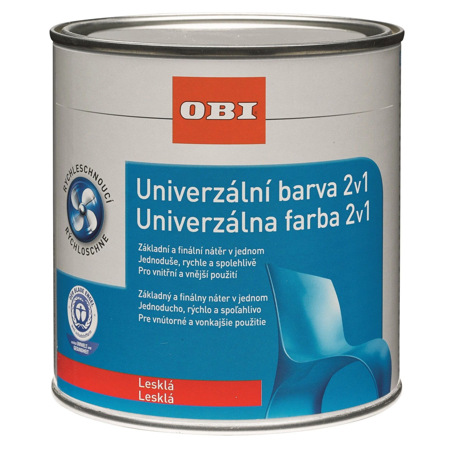E-shop OBI Univerzálna farba 2v1 lesklá holubia modrá 125 ml