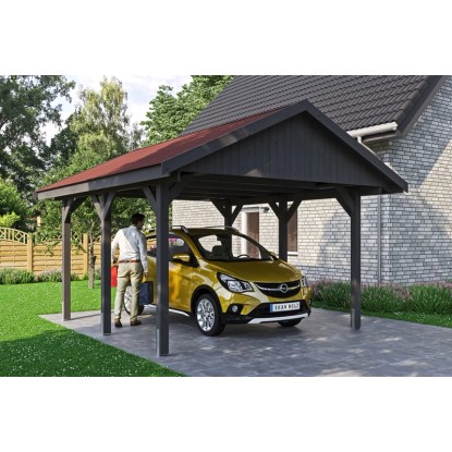 Skan Holz Prístrešok na auto Wallgau brid.-sivý, červené šindle, 430 x 500 cm
