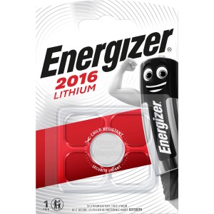 Lítiová gombíková batéria Energizer CR2016, 3V, v blistri.