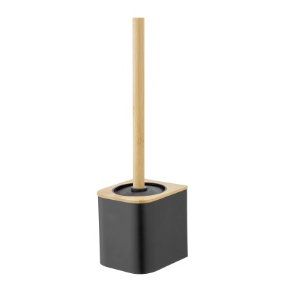 Wenko Nástenná WC kefa Bambusa Turbo-Loc, bambus/čierna, 10,5 x 11,5 x 36,5 cm