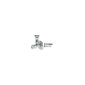 Chrómovaný rohový ventil pre práčku s rozetou, 21 mm (R 1/2) x 10 mm.
