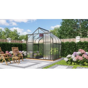 Skleník Vitavia Diana 5000 HKP Čierny, 5 m². Záhradný skleník s polykarbonátovými panelmi a posuvnými dverami.