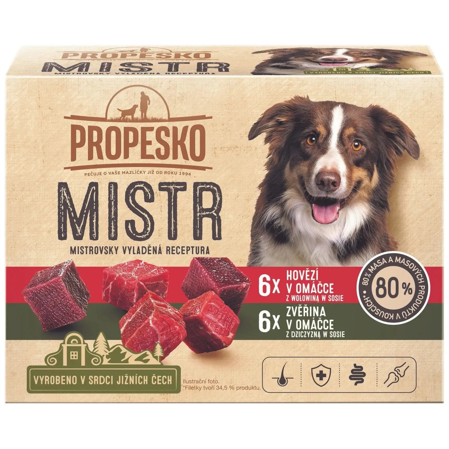 E-shop Propesko Mistr Filetky pre psov s hovädzím + zverinou v omáčke 12 x 85 g