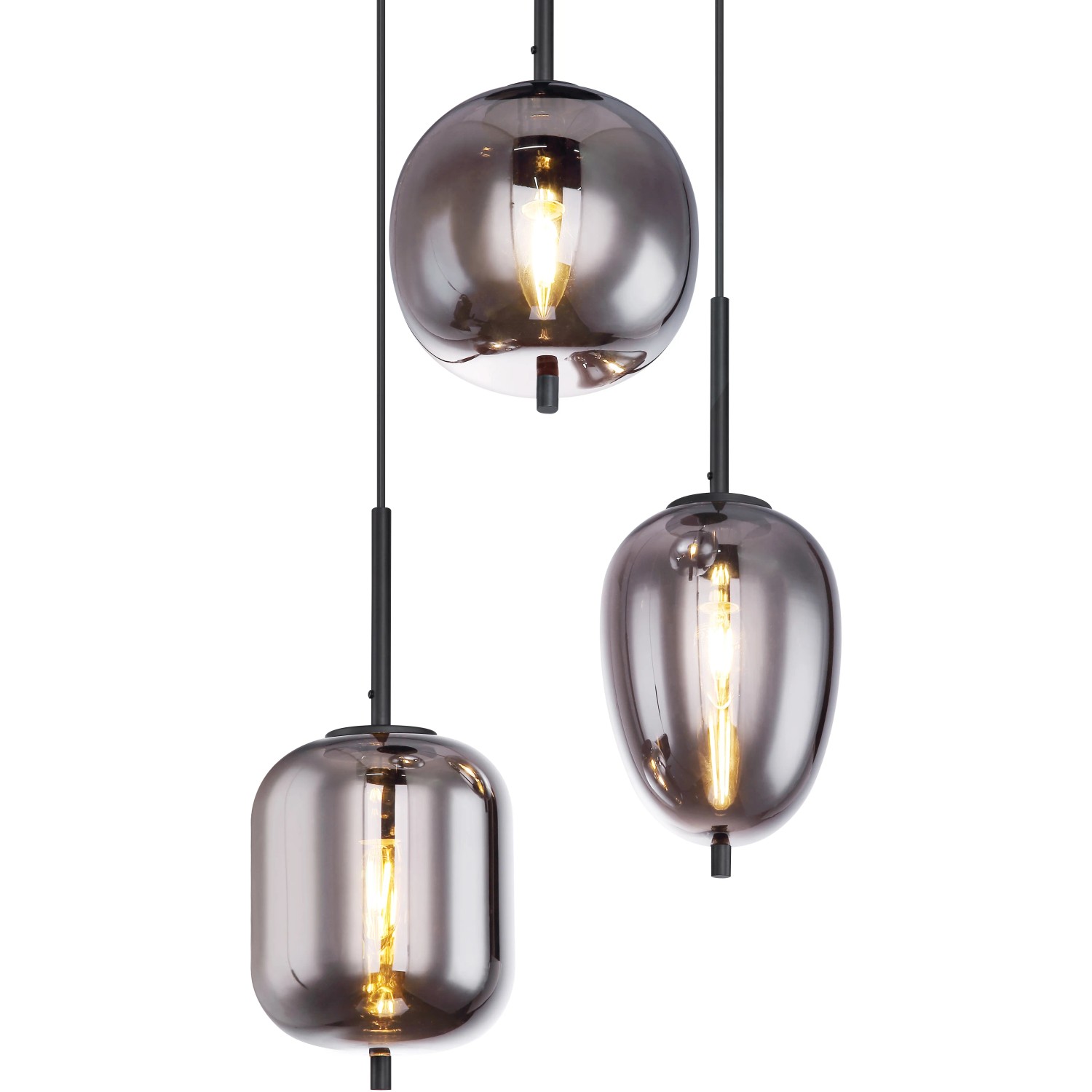 GLOBO Závesné svietidlo BLACKY čierna/dymová E14 40 W pr. 460 x 1200 mm