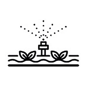 Symbol pre zavlažovací systém Biohort pre vyvýšený záhon/skleník: Rastliny s kvapkovou závlahou.