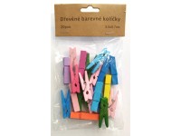 Bondecor Drevené štipce farebné, 20 ks