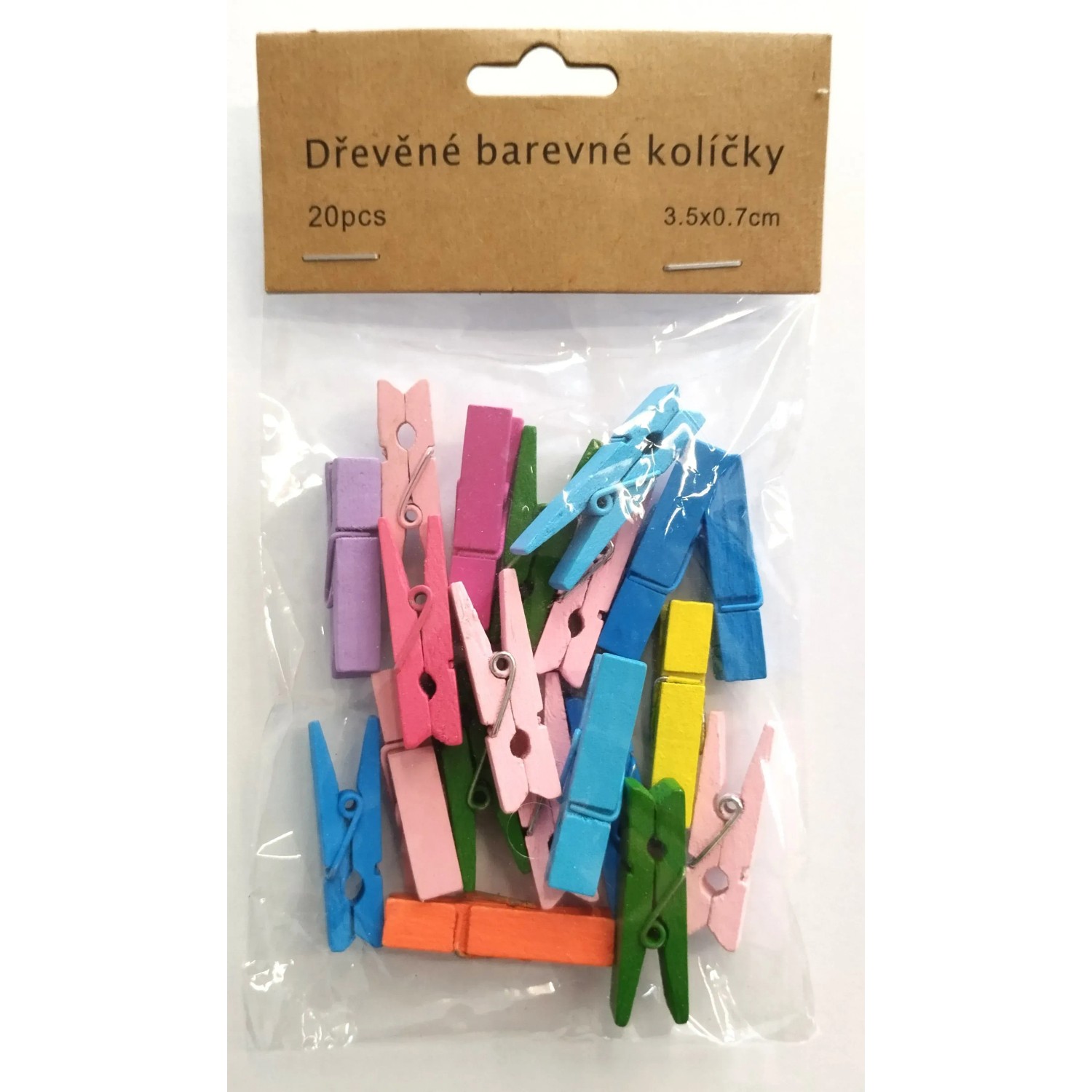 E-shop Bondecor Drevené štipce farebné, 20 ks