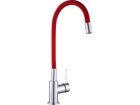 Drezová stojanková batéria s elastickým ramenom červená chróm