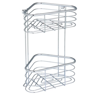 Wenko Rohová kúpeľňová polica Trestina 2poschodová, strieborná, 25 x 35 x 16,5cm