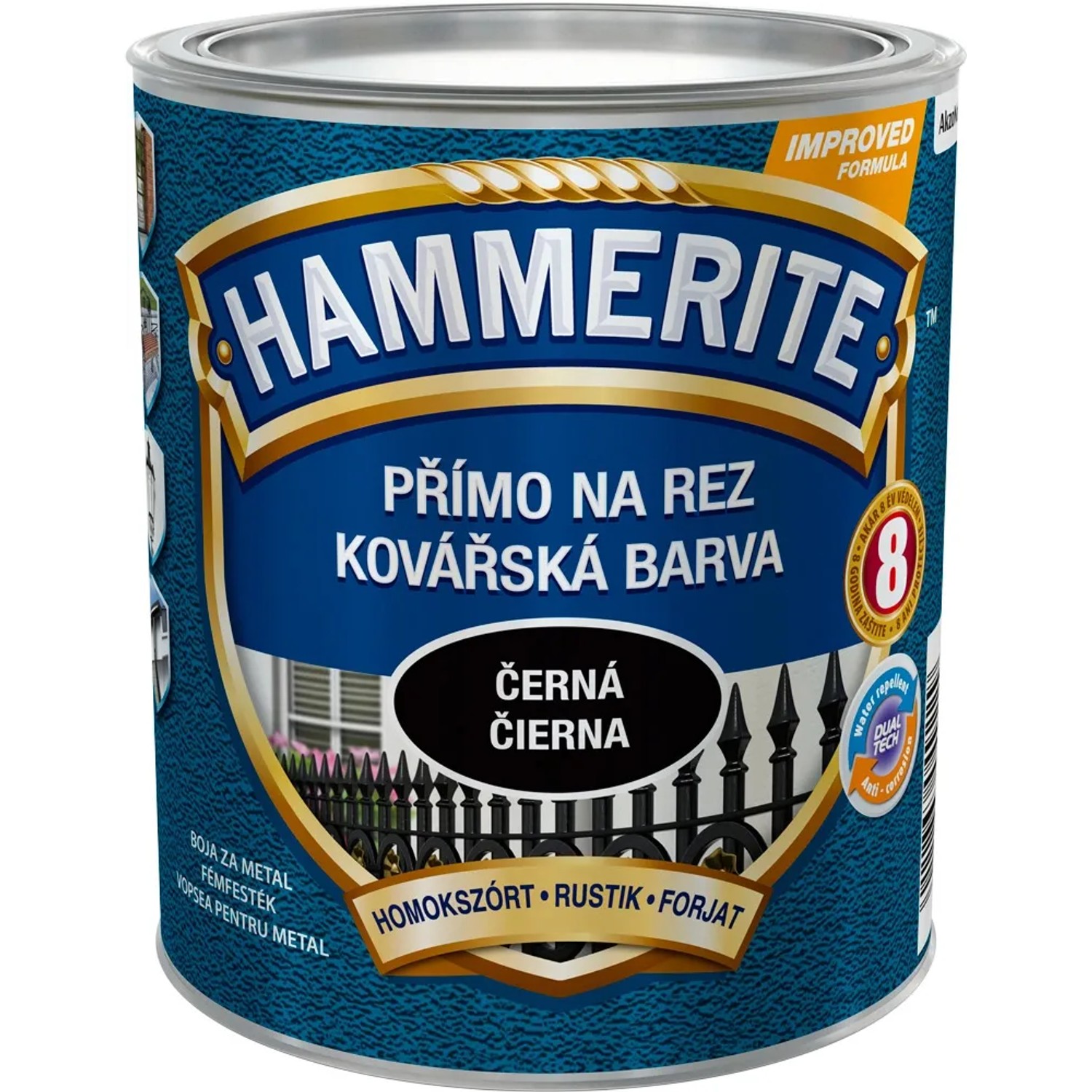 E-shop Hammerite Priamo na hrdzu farba na železné kovy kováčska čierna 0,75 l