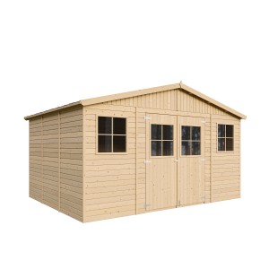 Drevený záhradný domček Timbela M331, 11,91 m² s oknami. Úložný priestor pre záhradné náradie a ďalšie.