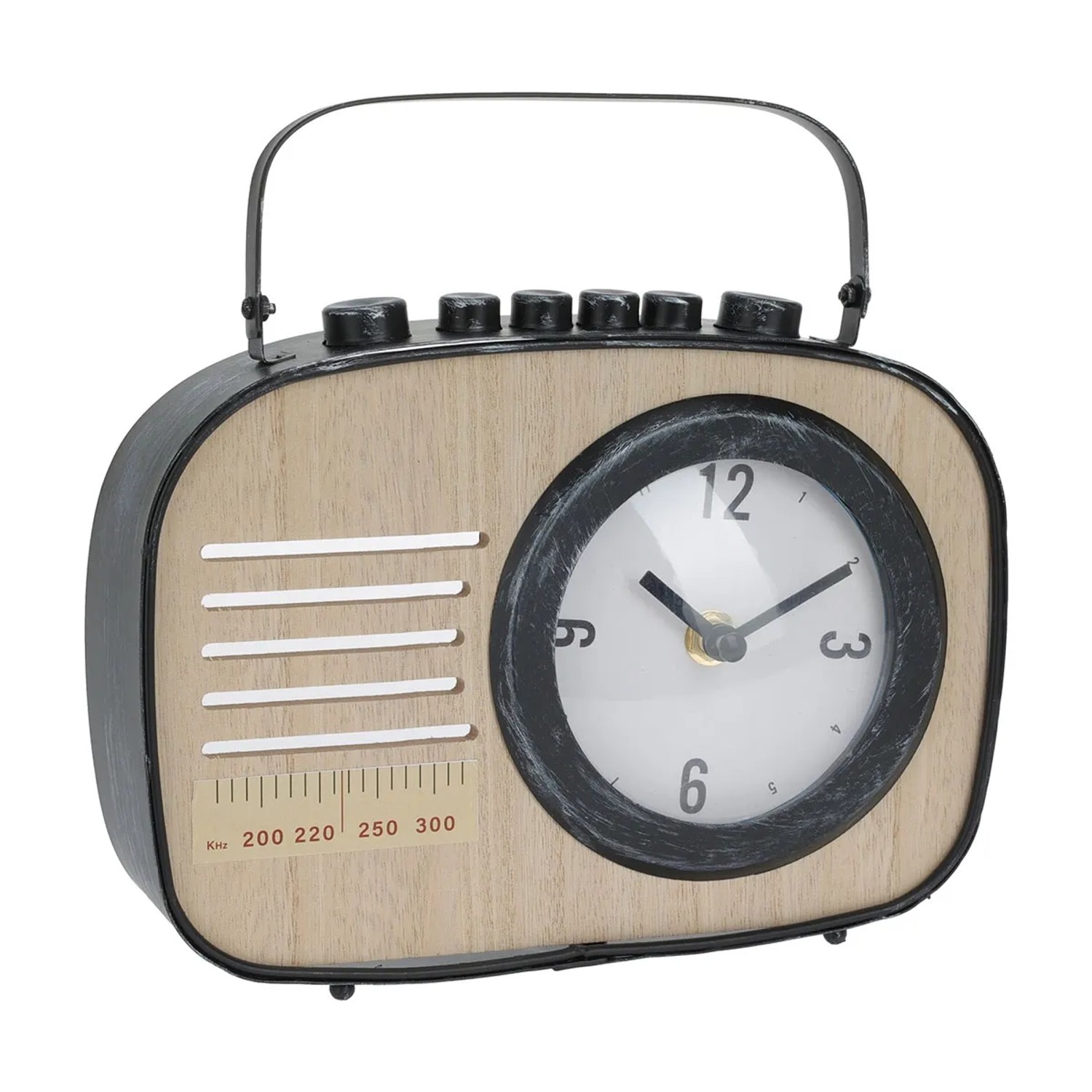 E-shop Koopman Stolové hodiny vintage rádio, 22 x 6 x 21 cm