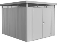 Biohort Plechový domček HighLine H5 2krídlové dvere, strieborná, 275x315x222 cm