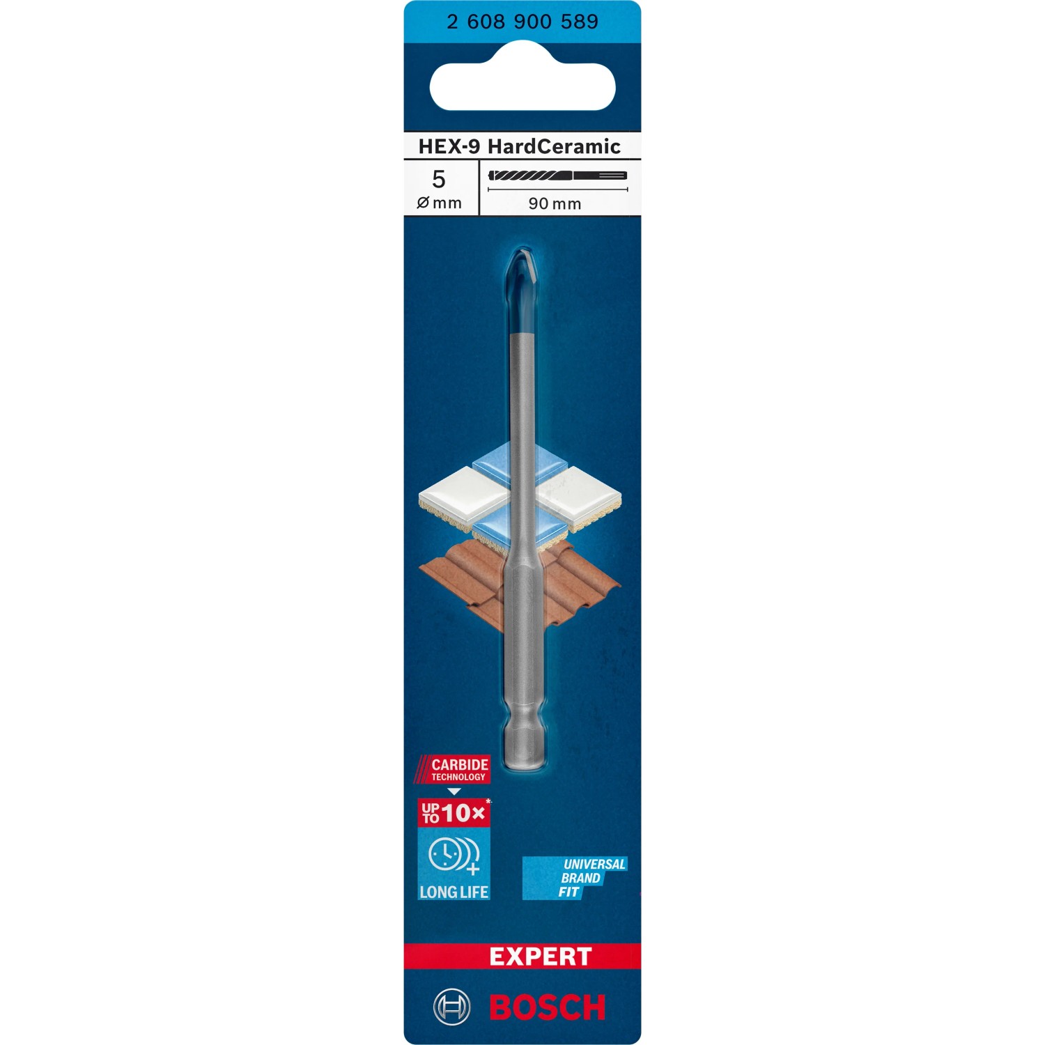 E-shop Bosch Vrták do tvrdých dlaždíc Expert HEX-9 HardCeramic, pr. 5 x 90 mm