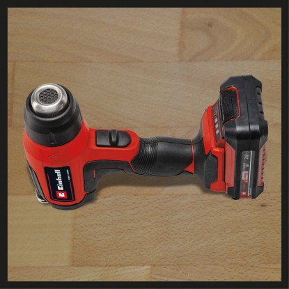 Einhell Power X-Change Akumulátorová teplovzdušná pištoľ TE-HA 18 Li Solo, červeno-čierna, s batériou. Teplovzdušná pištoľ pre domácich majstrov.