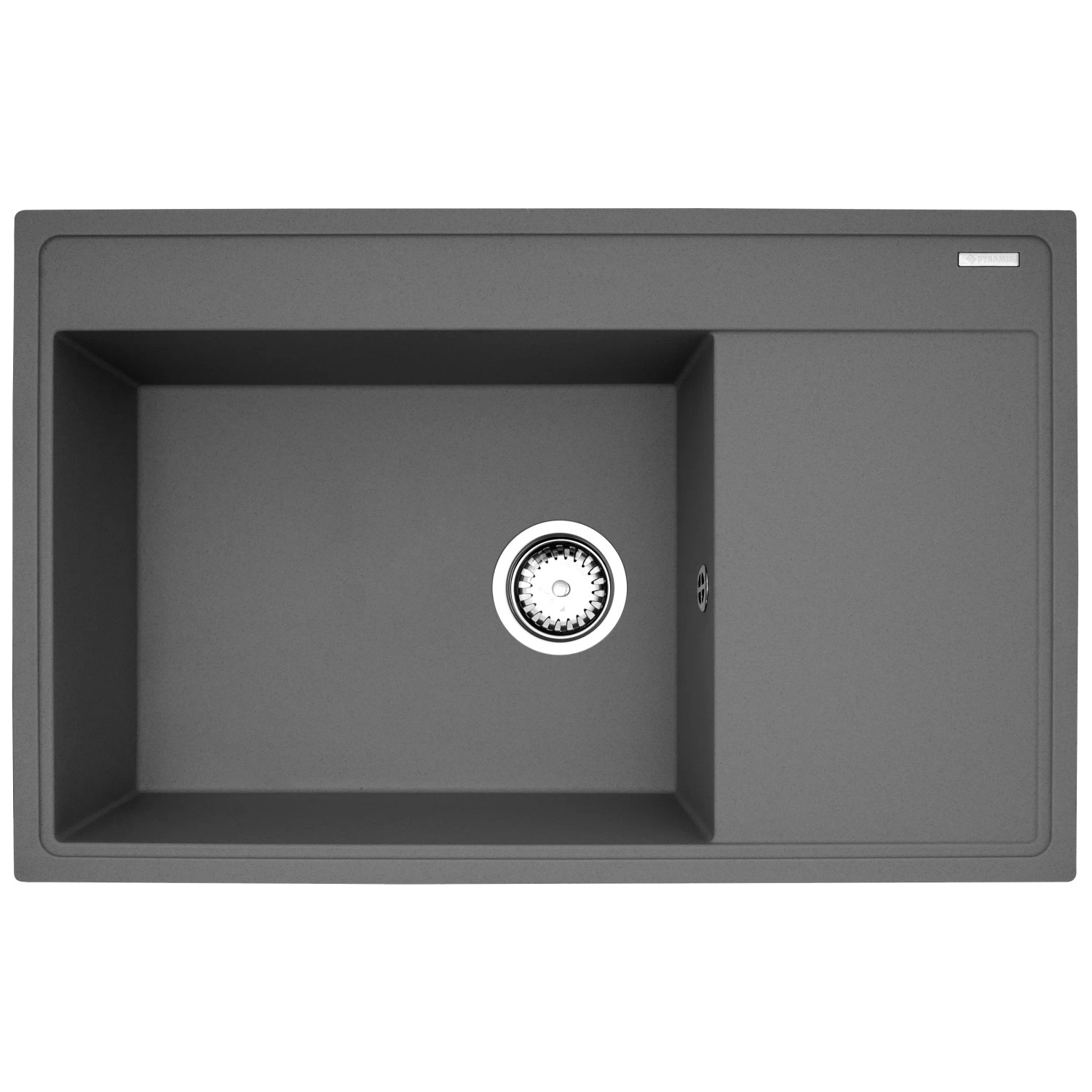 E-shop Pyramis Granitový drez s odkap. Camea 1B 1D, industrial grey, LH, 79 x 50 cm