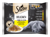 Sheba Kapsičky pre mačky Delicacy s kuracím, kačacím, morčacím a hydinovým 4 x 8