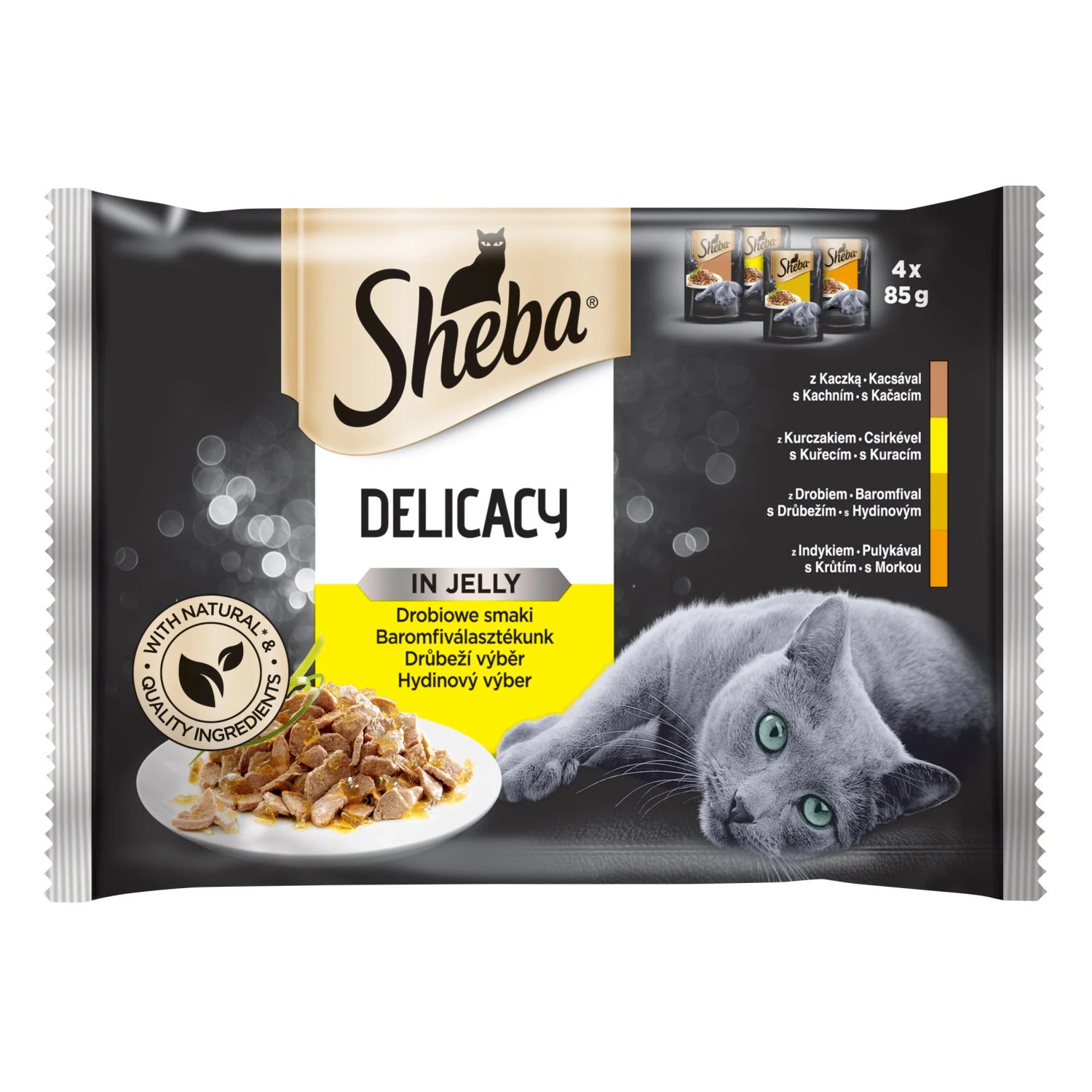 E-shop Sheba Kapsičky pre mačky Delicacy s kuracím, kačacím, morčacím a hydinovým 4 x 8