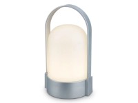 BRILO Aku nabíjacia stolná lampa Asa chrómová matná 1W 50lm 3000K pr. 85 x 155mm