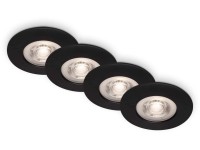 BRILO Vstavané LED svietidlo Kulana, stmiev., 4,9 W matné čierne 4 ks, 9x2,5 cm