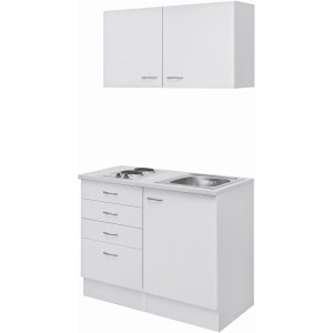 Biela mini kuchynka Flex-Well Wito, šírka 100 cm, s varnou doskou a drezom.