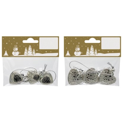 Srdce z plastu na zavesenie, 3 ks, rôzne druhy