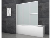 Aurlane Skladacia vaňová zástena White Comfort 145,4 cm x 140 cm biela 3-krídlov