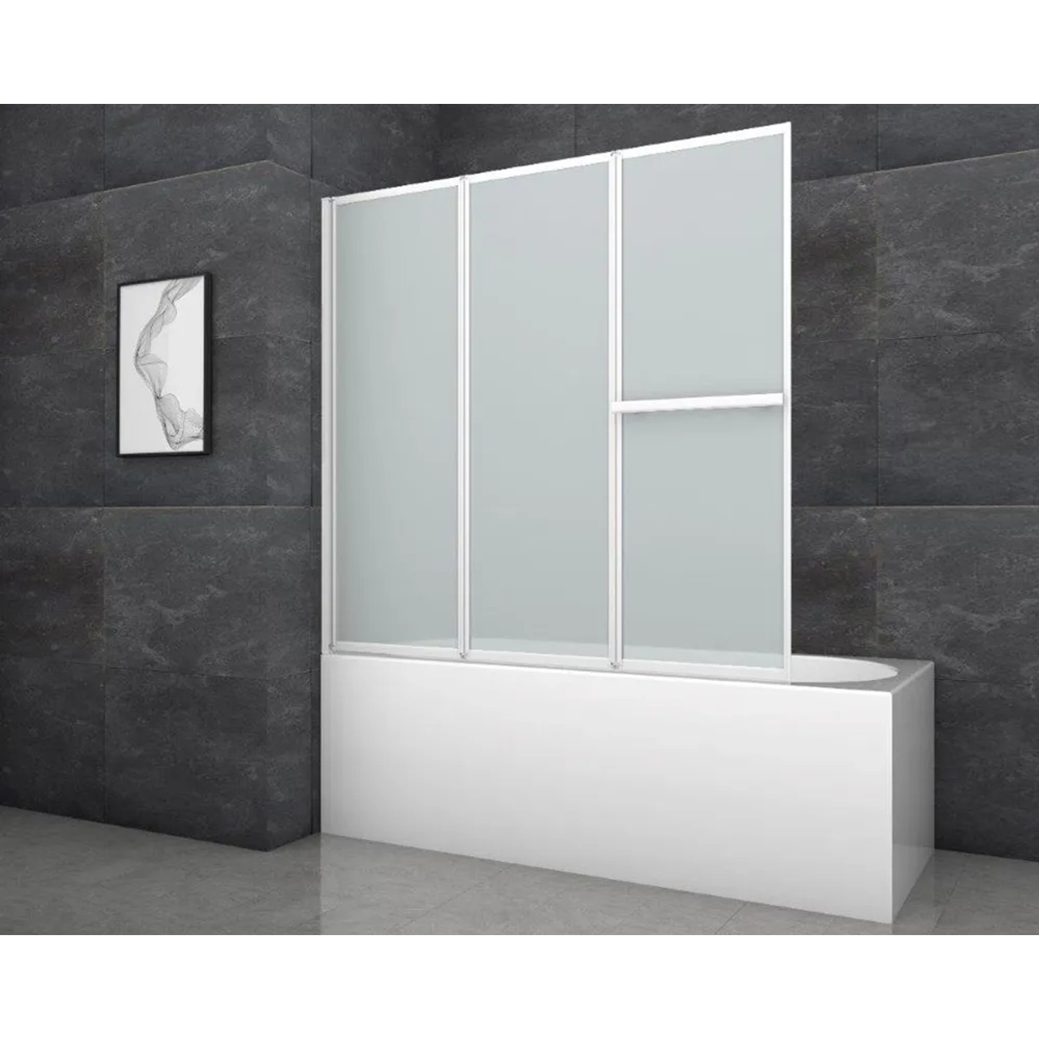 E-shop Aurlane Skladacia vaňová zástena White Comfort 145,4 cm x 140 cm biela 3-krídlov