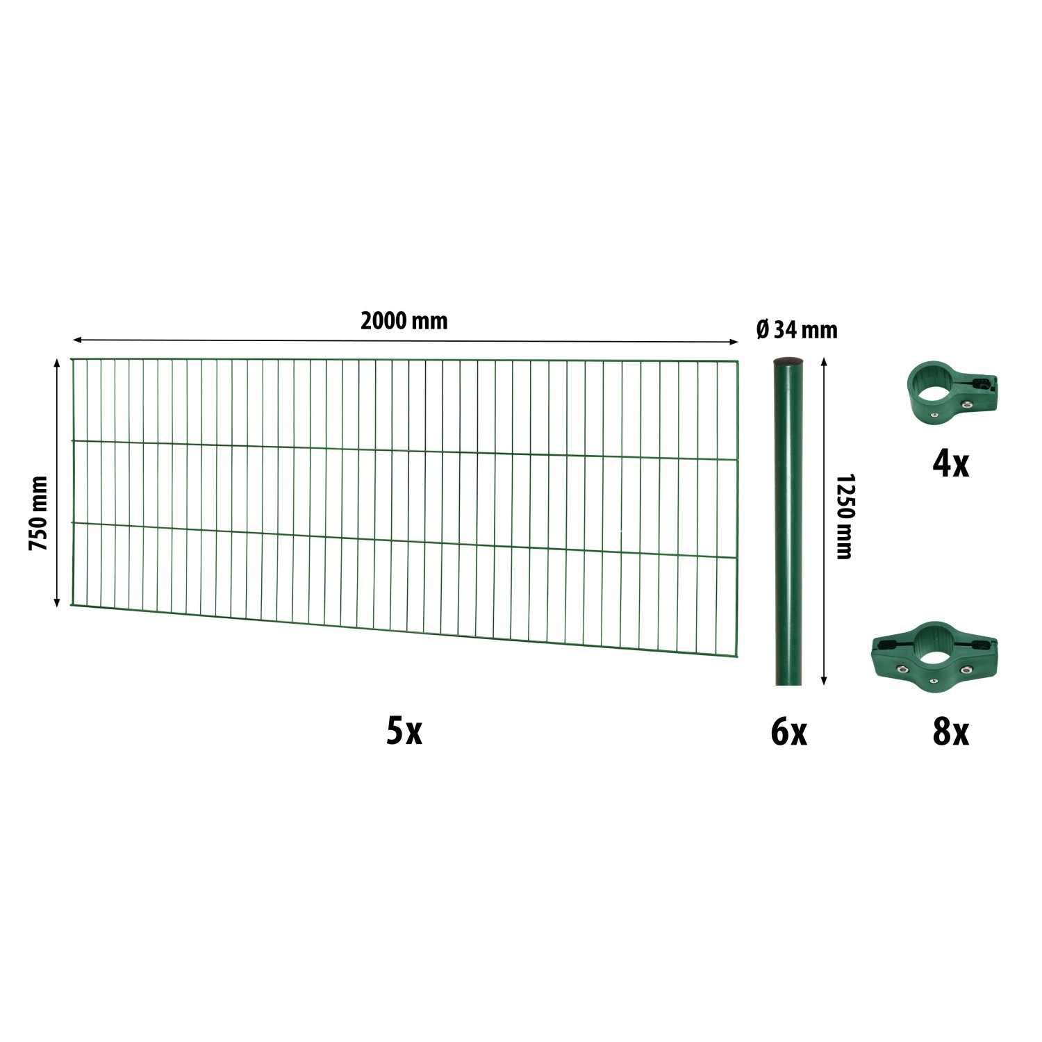 E-shop Floraworld Súprava drôtených plotových panelov so stĺpikmi, zelená, 75 cm x 10 m