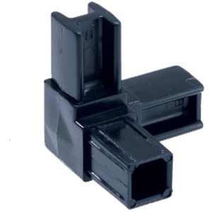 Arcansas Quicktech PVC rúrkový konektor, 5x5 cm, čierny, pre vlastné nábytkové konštrukcie.