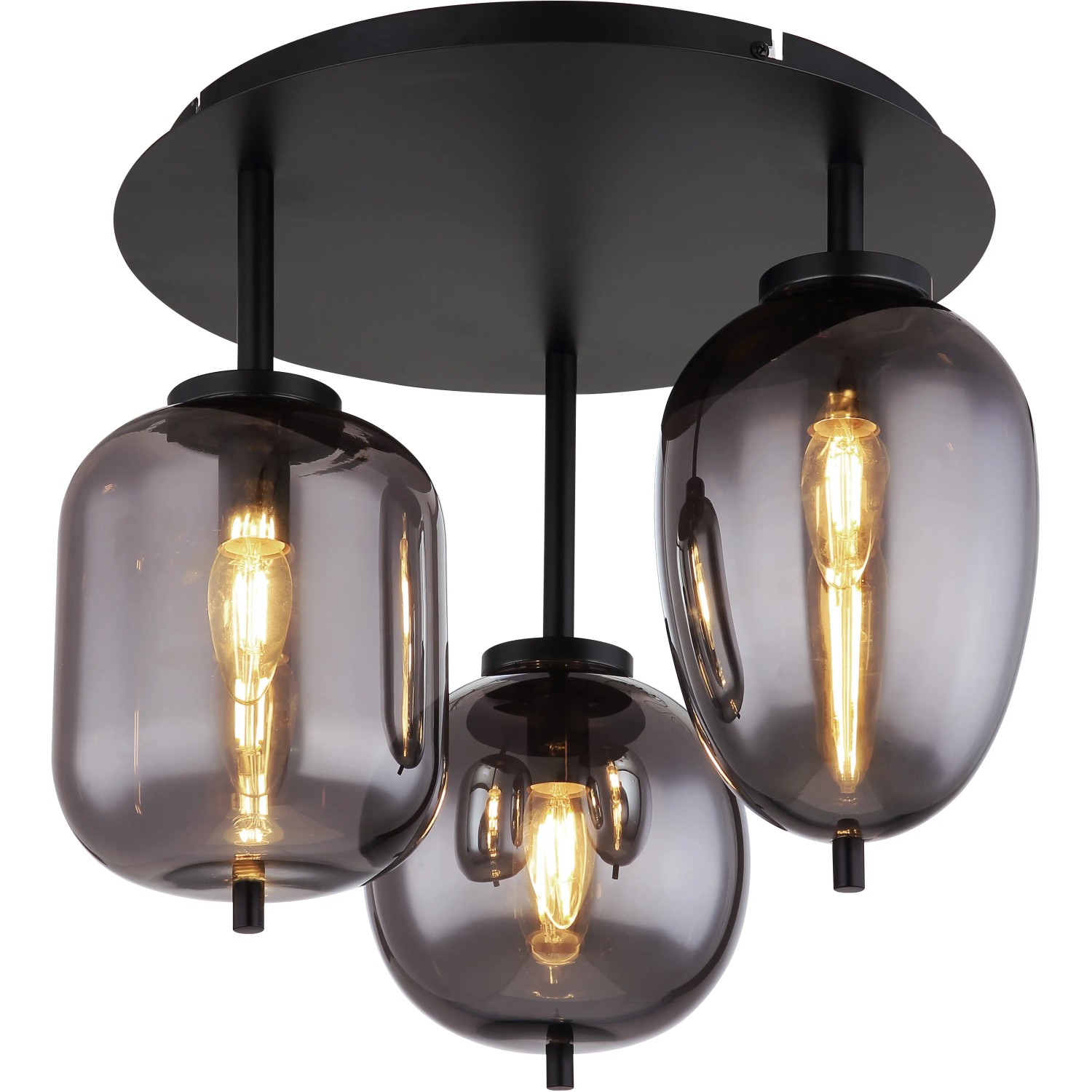 E-shop GLOBO Stropné svietidlo BLACKY čierna/dymová E14 40 W pr. 460 x 360 mm