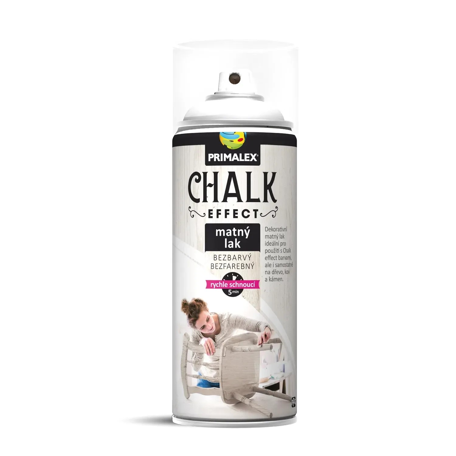 E-shop PRIMALEX Kriedová matná farba v spreji Chalk Effect transparentná 400 ml