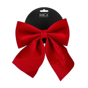 Červená mašľa Mica Decorations na vianočnú dekoráciu. Pevná, slávnostná ozdobná mašľa na stromček, veniec či darčeky.