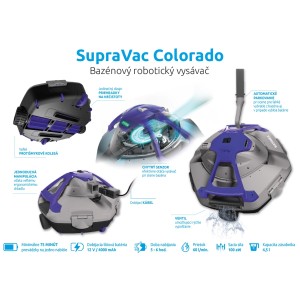 Robotický čistič bazénov SupraVac Colorado: Automatické zariadenie na čistenie bazénov s rôznymi funkciami.