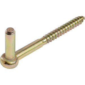 Žlto pozinkovaný skrutkovací záves, dĺžka 110 mm, s čapom 10 mm pre bránové závesy.