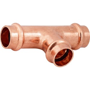 Medený lisovací T-kus, priemer 22 mm pre inštalácie sanitárnej a vykurovacej techniky.