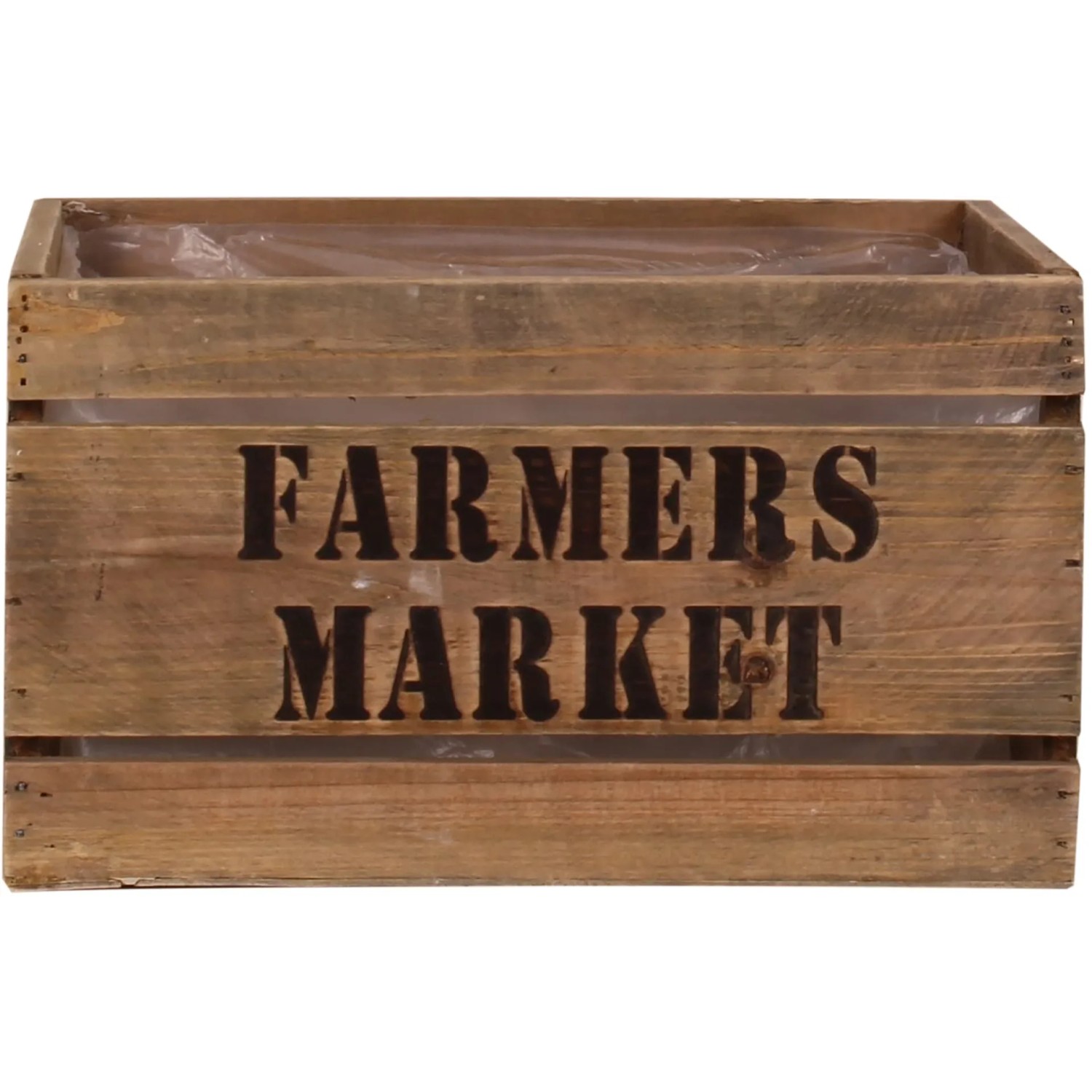E-shop Drevená debna "Farmers Market" hnedá, 27 x 20 x 16 cm