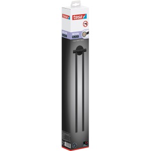 Balenie držiaka na uteráky Tesa Moon Black s 2 ramenami v matnej čiernej farbe, vrátane lepiacej súpravy.
