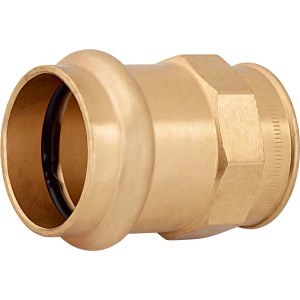 Lisovaná prechodová objímka z červeného bronzu, 28 mm x 24,1 mm (Rp 3/4), pre medené rúry.