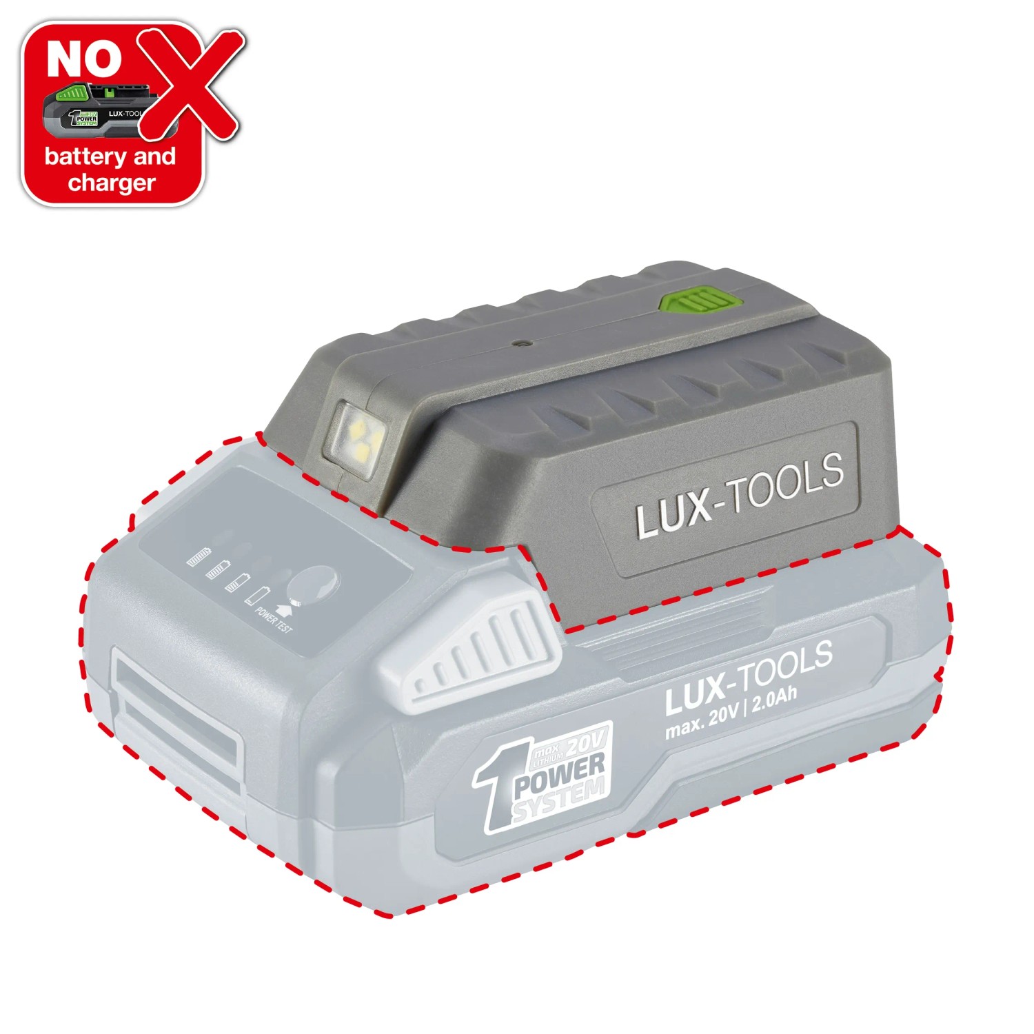 E-shop LUX-TOOLS 1 PowerSystem Aku USB adaptér s LED A-PB-20 Solo