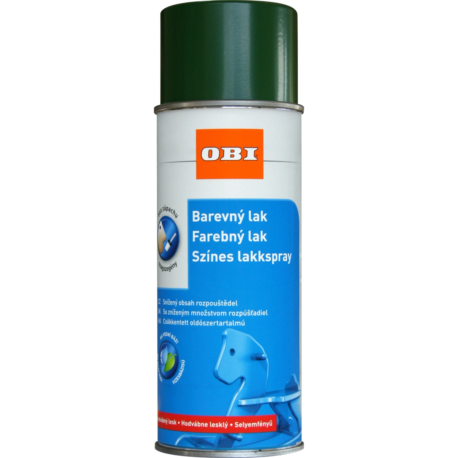 E-shop OBI Lak v spreji hodvábne lesklý RAL 6002 listová zelená 400 ml